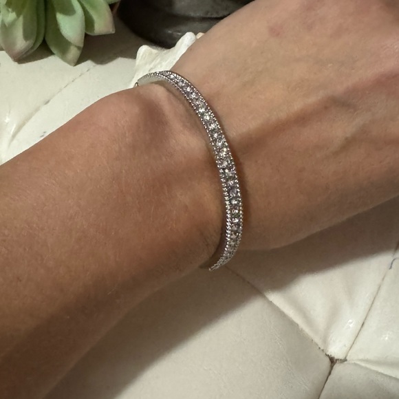 Crystal Encrusted Bangle-Silver Toned - Picture 14 of 15